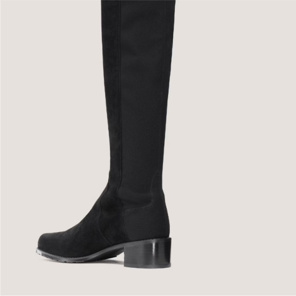 Stuart Weitzman Reserve Black Suede Microstretch Over Knee Block Heel Boots sz 9 - Picture 6 of 16